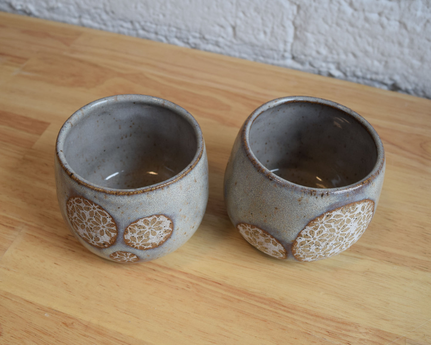 Grey Flower Wine Cup Set