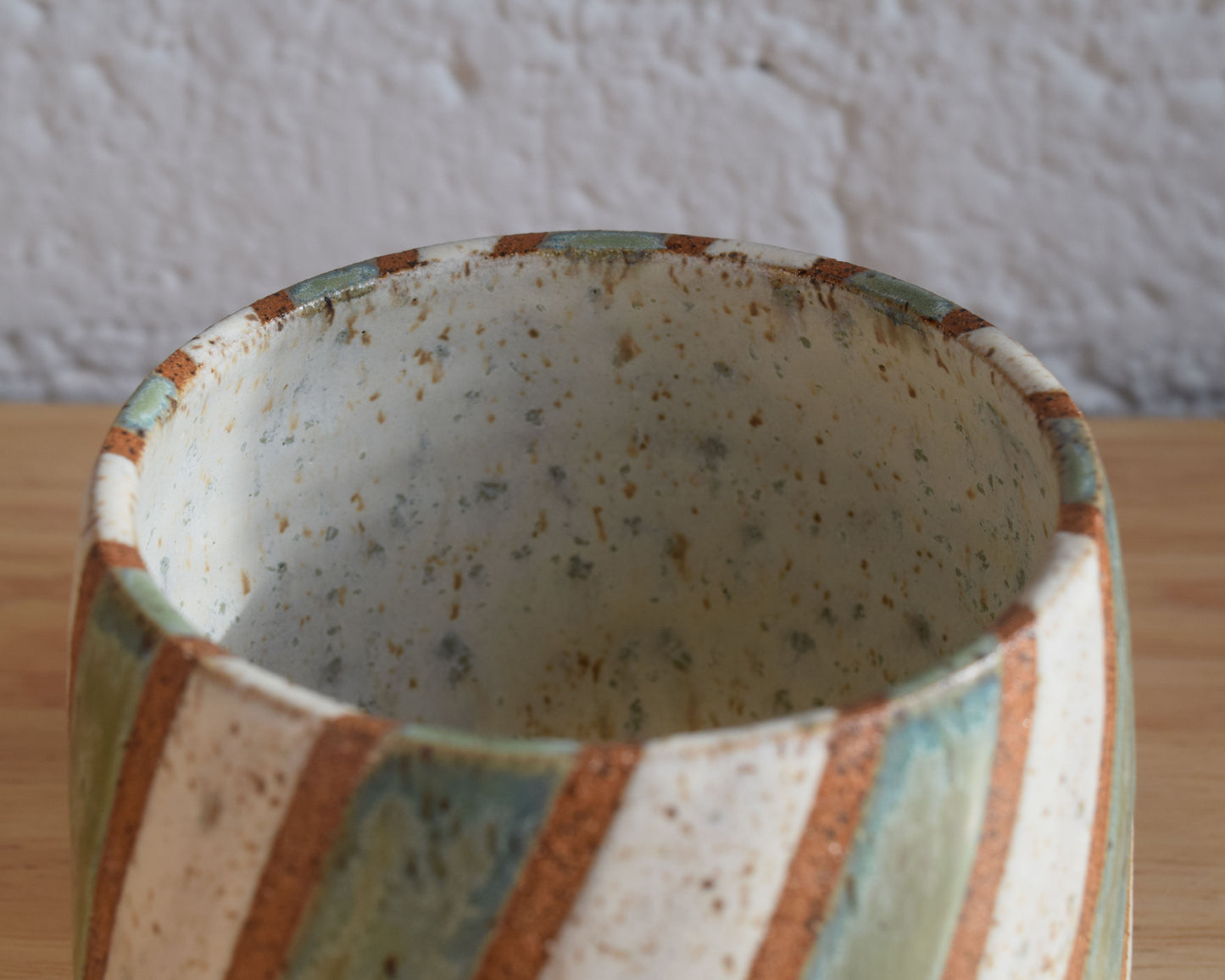 Green & White Striped Vase