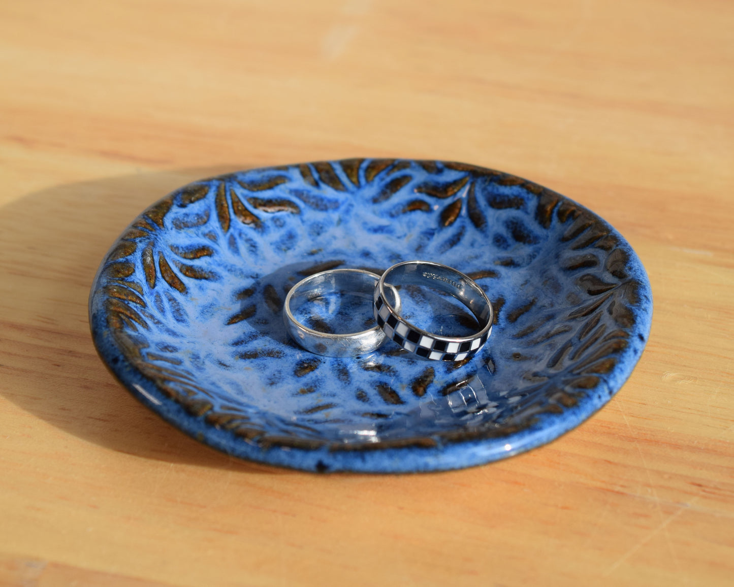 Blue Textured Ring Dish