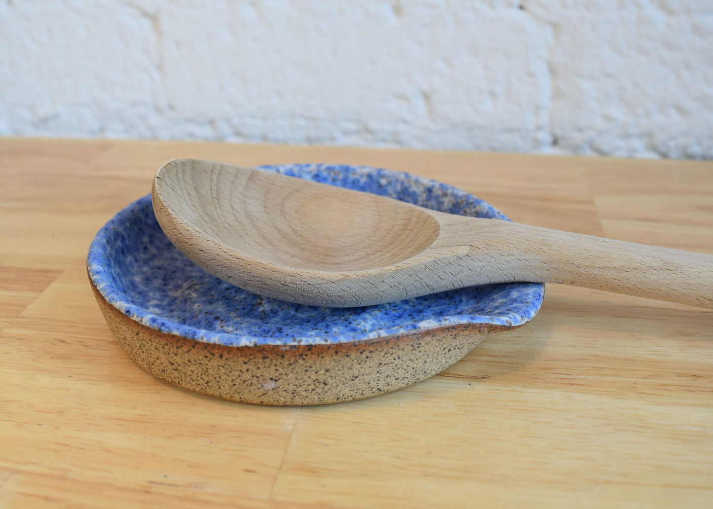 Blue & White Speckled Spoon Rest