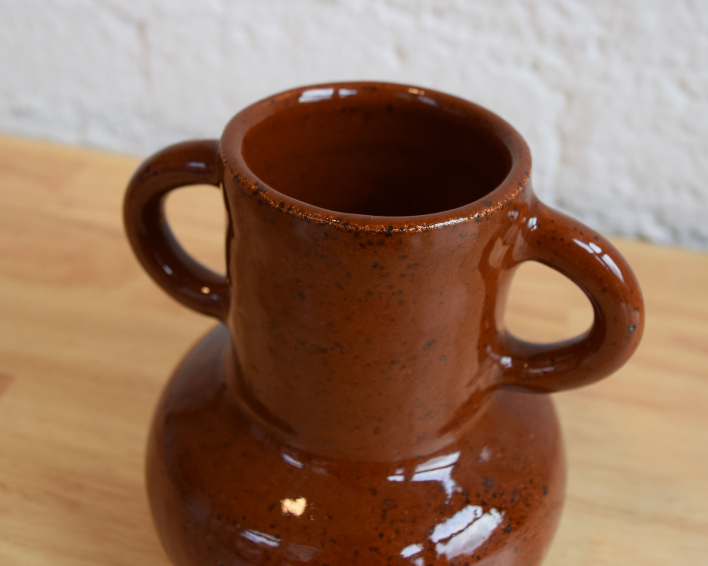 Burnt Orange Vase With Handles