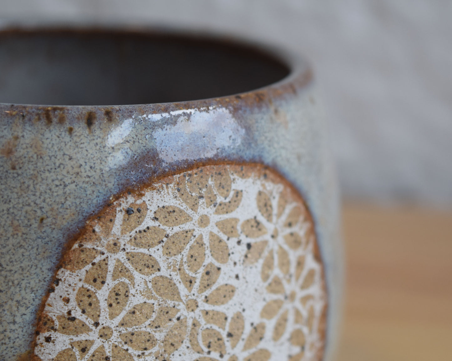 Grey Flower Wine Cup Set