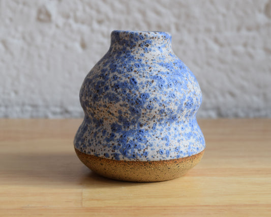 Blue & White Speckled Bud Vase
