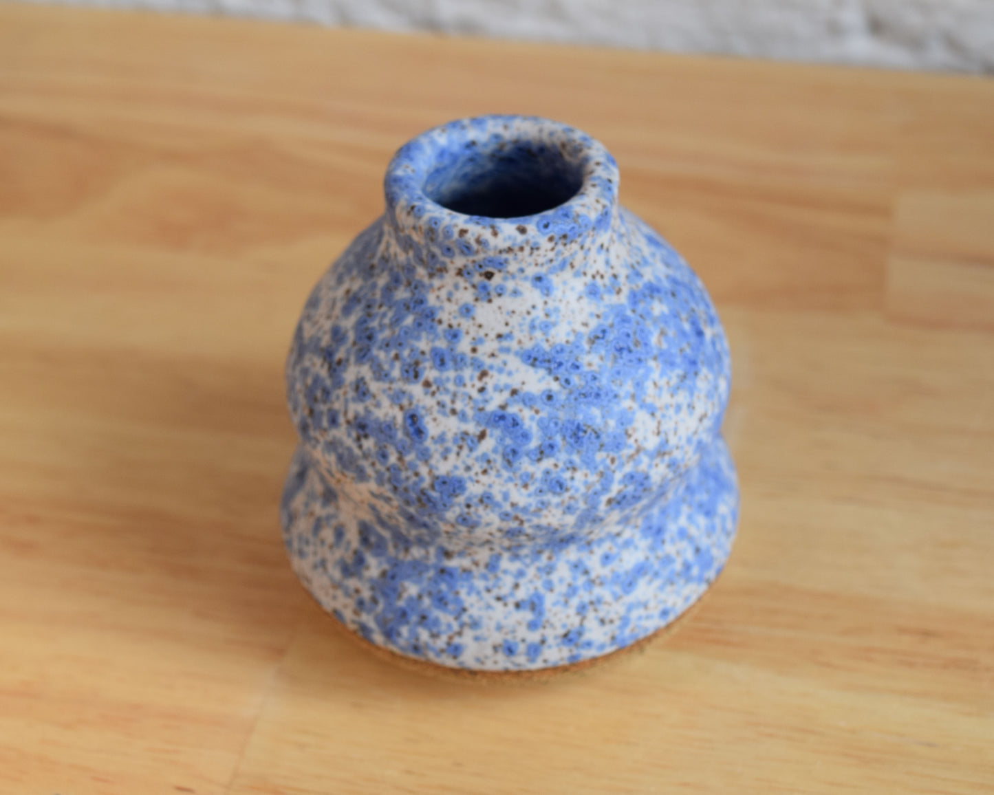 Blue & White Speckled Bud Vase