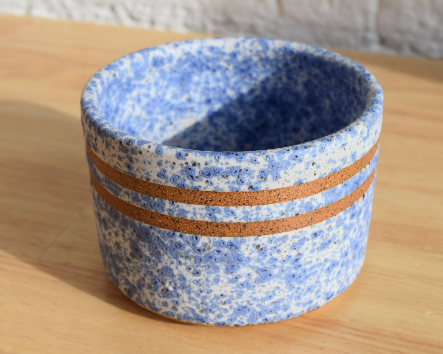 Small Blue & White Speckled Planter