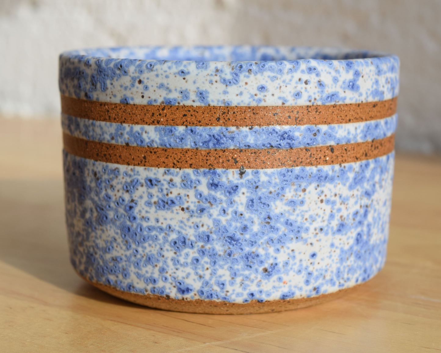 Small Blue & White Speckled Planter